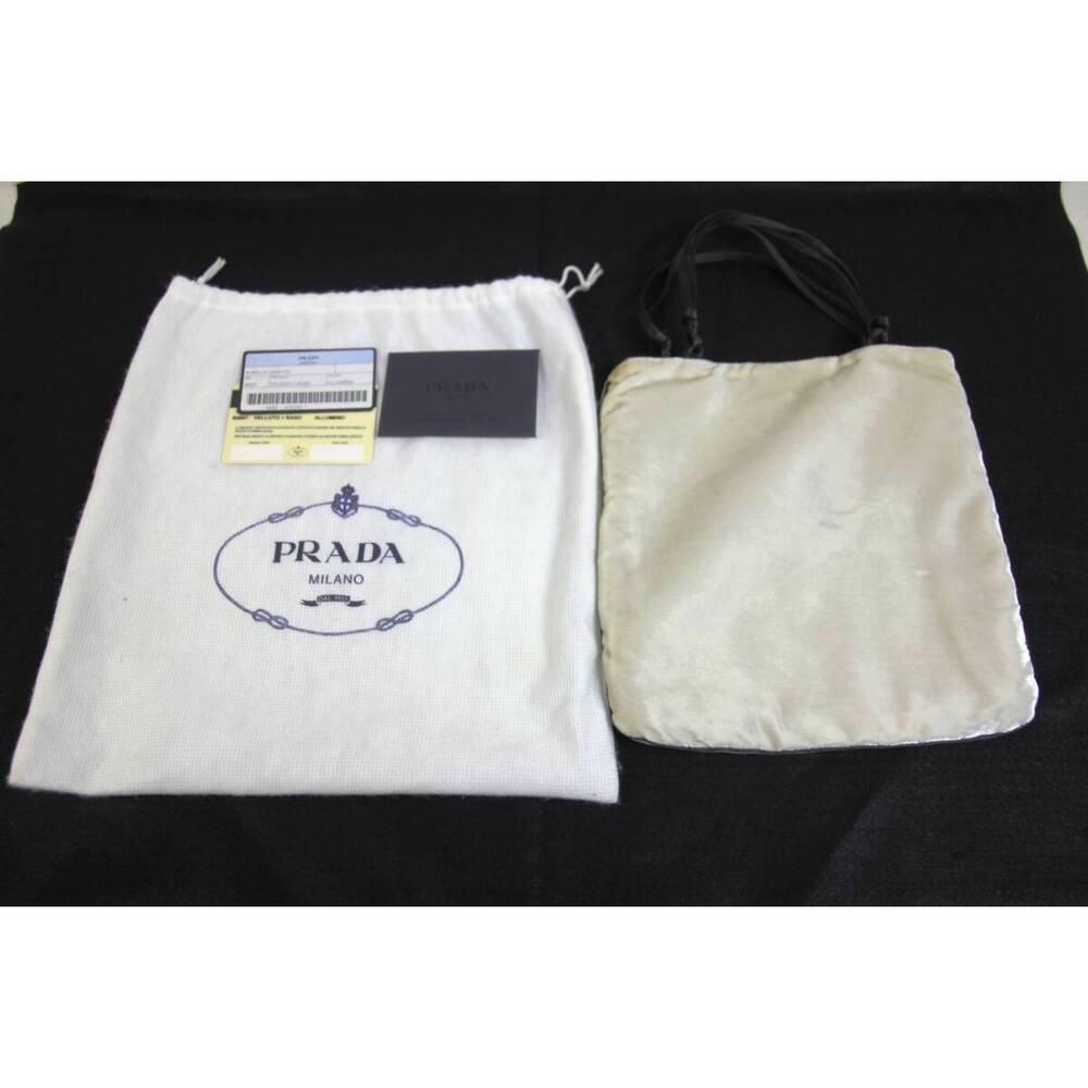 PRADA BORSA TESSUTO Handbag Velvet Silver Gray
